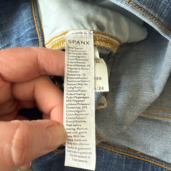 Women's XL Spanx Pull On Jeans Straight High Rise Light Wash - Picture 7 of 8